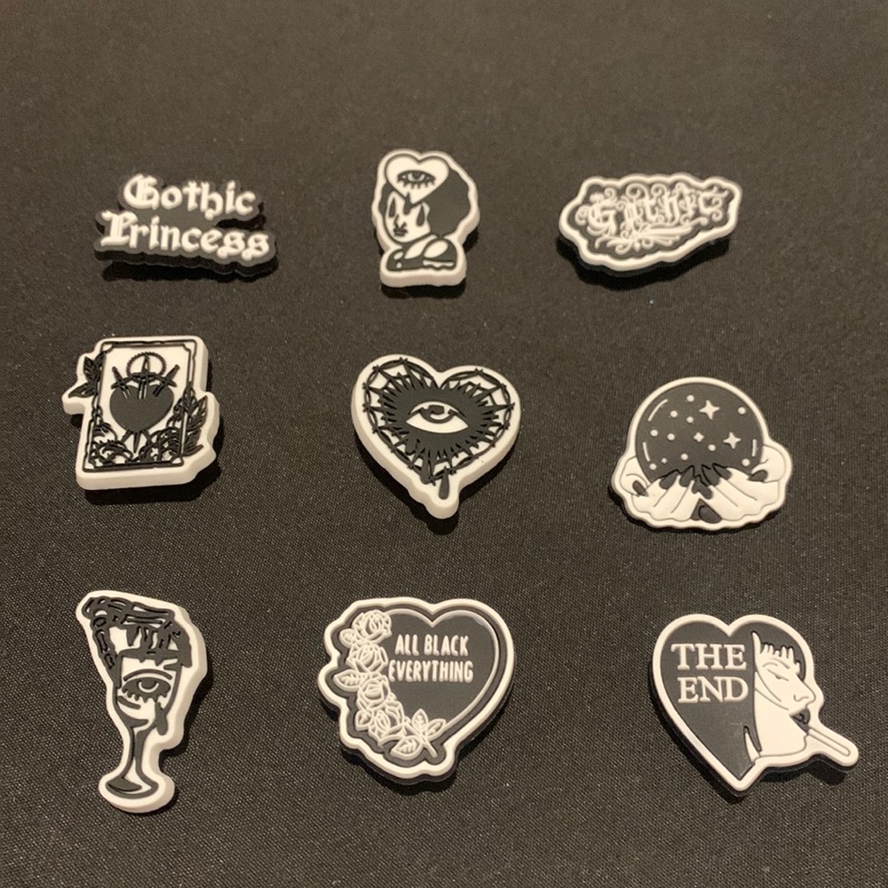70. 9-pc Goth Punk Grunge Shoe Charms